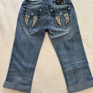 Miss Me Jeans Crops with Sparkle Wings Size 28